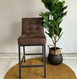 Tower Living Barstoel Vasco - Grijs, bruin, cognac en groen