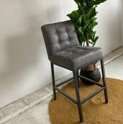 Tower Living Barstoel Vasco - Grijs, bruin, cognac en groen