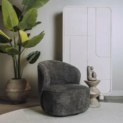 Tower Living Belvi Fauteuil - fabric AJ3019-20 Dark grey (draaibaar)