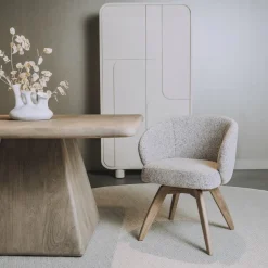 Tower Living Brescia Armstoel - fabric Puente 06 beige white (draaibaar)