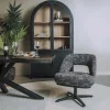 Tower Living Caldes Lounge Stoel - fabric TED 17 blue-grey (draaibaar)