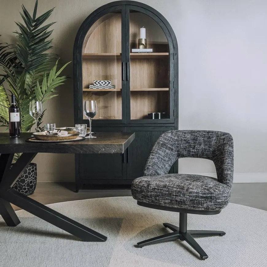 Tower Living Caldes Lounge Stoel - fabric TED 17 blue-grey (draaibaar)