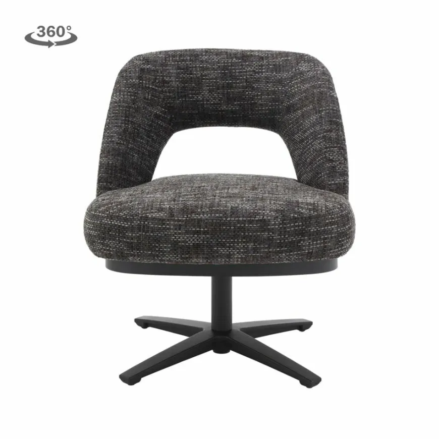 Tower Living Caldes Lounge Stoel - fabric TED 17 blue-grey (draaibaar)