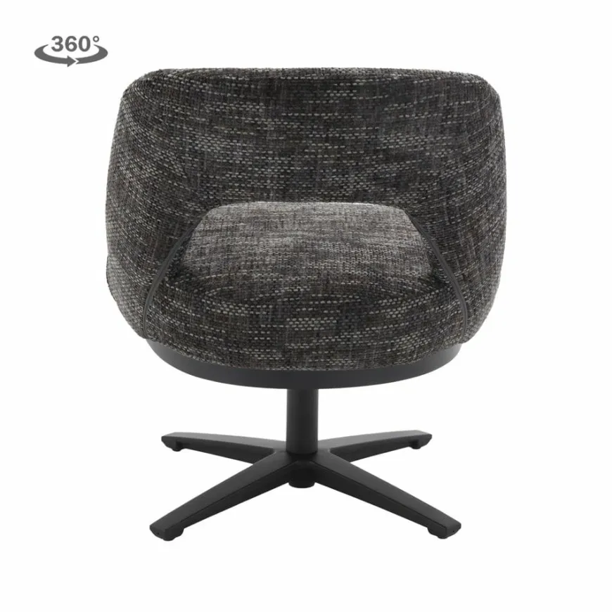 Tower Living Caldes Lounge Stoel - fabric TED 17 blue-grey (draaibaar)