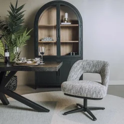 Tower Living Caldes Lounge Stoel - fabric TED 8 white-grey (draaibaar)