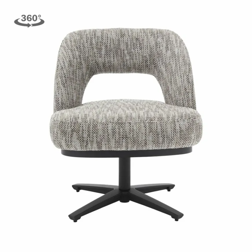 Tower Living Caldes Lounge Stoel - fabric TED 8 white-grey (draaibaar)