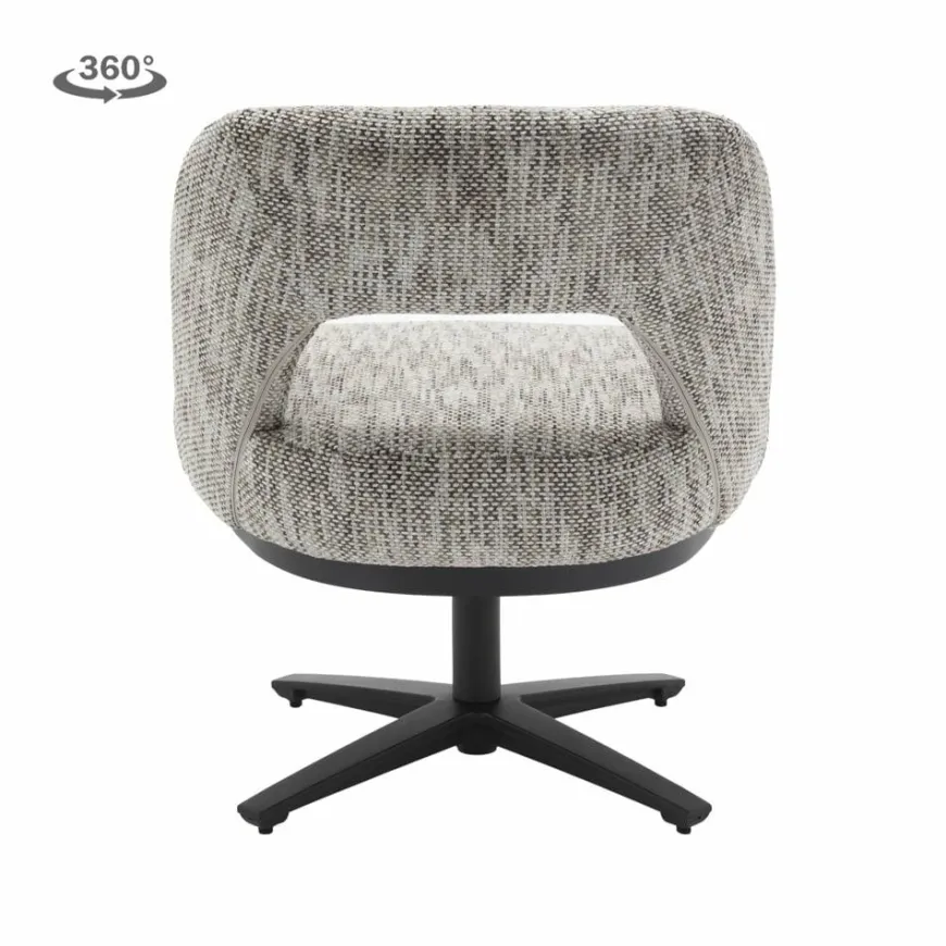 Tower Living Caldes Lounge Stoel - fabric TED 8 white-grey (draaibaar)