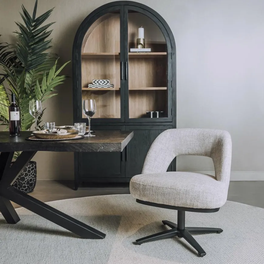 Tower Living Caldes Lounge Stoel - fabric TED 24 off white (draaibaar)
