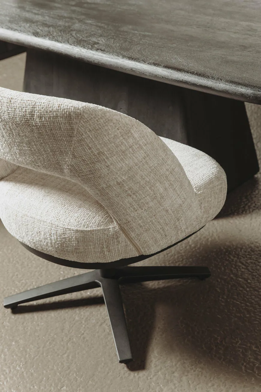 Tower Living Caldes Lounge Stoel - fabric TED 24 off white (draaibaar)