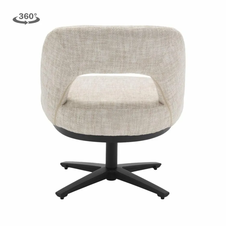 Tower Living Caldes Lounge Stoel - fabric TED 24 off white (draaibaar)