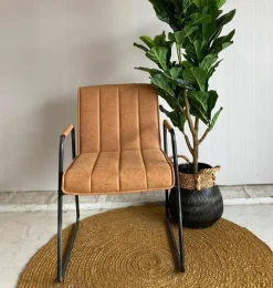 Tower Living Eetkamerstoel Santo met armleuning - cognac, grijs, antraciet en bruin