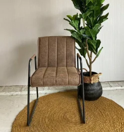 Tower Living Eetkamerstoel Santo met armleuning - cognac, grijs, antraciet en bruin