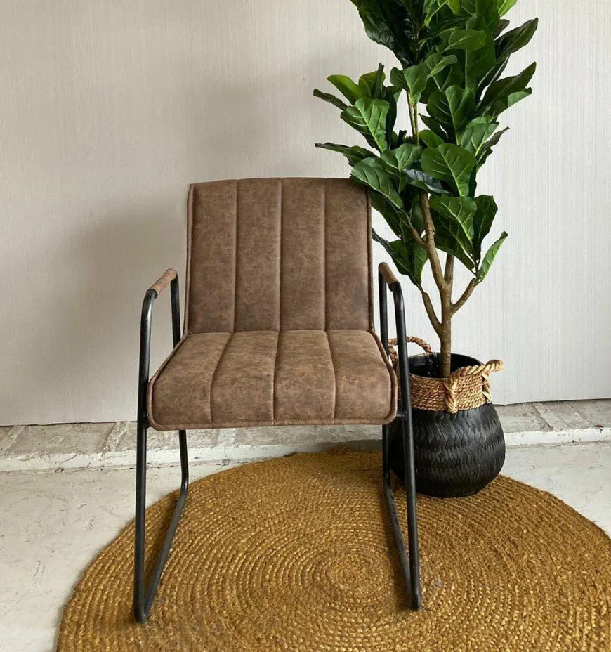 Tower Living Eetkamerstoel Santo met armleuning - cognac, grijs, antraciet en bruin