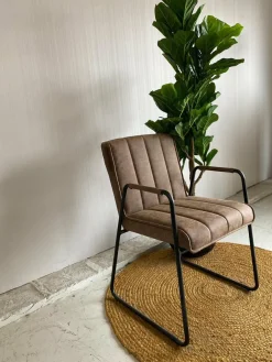 Tower Living Eetkamerstoel Santo met armleuning - cognac, grijs, antraciet en bruin