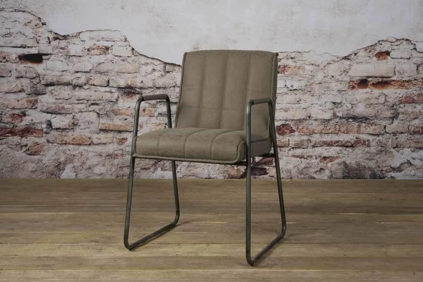 Tower Living Eetkamerstoel Santo met armleuning - cognac, grijs, antraciet en bruin