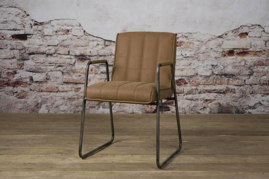Tower Living Eetkamerstoel Santo met armleuning - cognac, grijs, antraciet en bruin