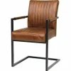 Tower Living Eetkamerstoel Ferro met armleuning - Cognac, donkerbruin, antraciet en groen