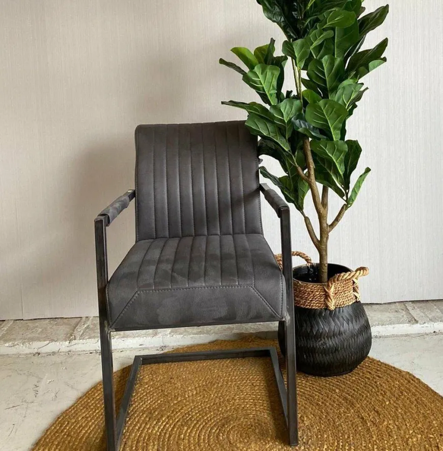 Tower Living Eetkamerstoel Ferro met armleuning - Cognac, donkerbruin, antraciet en groen