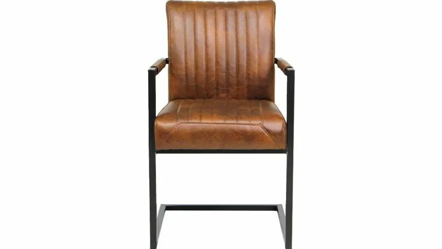 Tower Living Eetkamerstoel Ferro met armleuning - Cognac, donkerbruin, antraciet en groen