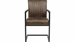 Tower Living Eetkamerstoel Ferro met armleuning - Cognac, donkerbruin, antraciet en groen