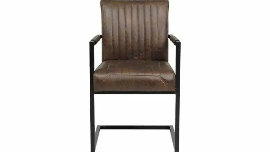 Tower Living Eetkamerstoel Ferro met armleuning - Cognac, donkerbruin, antraciet en groen