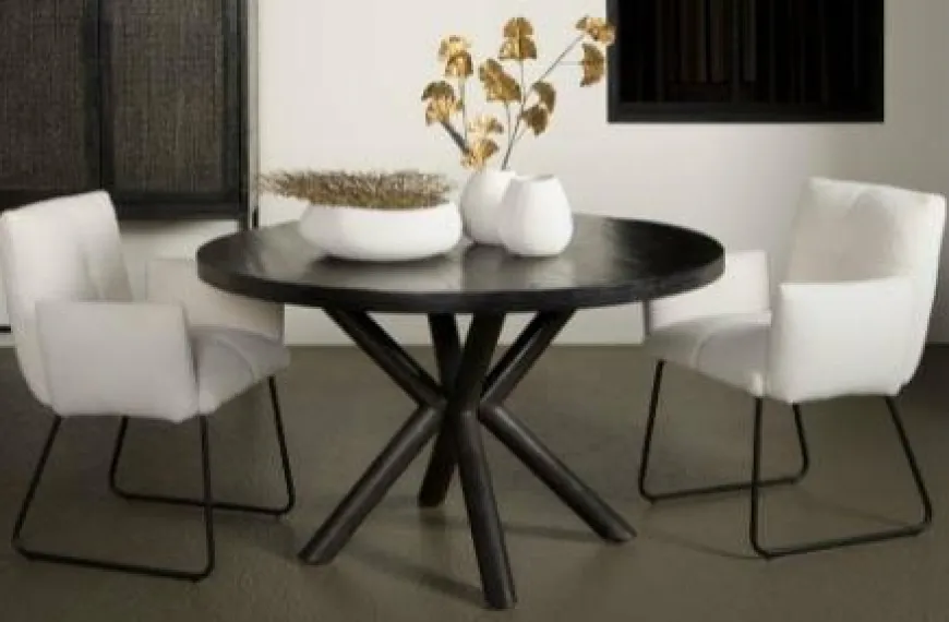 Tower Living Eettafel rond Selva mango zwart Ø 130 cm