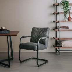 Tower Living Eettafelstoel Civo - Groen, cognac en antraciet