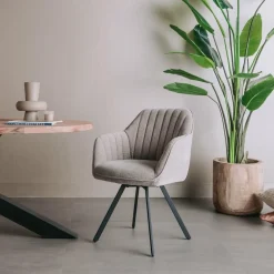 Tower Living Eettafelstoel Bruno draaistoel Nature 120 beige / grijs