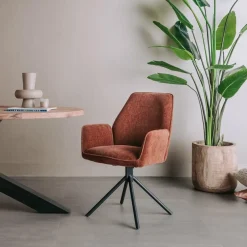 Tower Living Eettafelstoel Amaro Swivel draaistoel Nature 500 koper