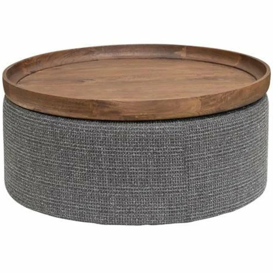 Tower Living Hocker Ossana - stof Yoko 6 met dienblad Ø 80
