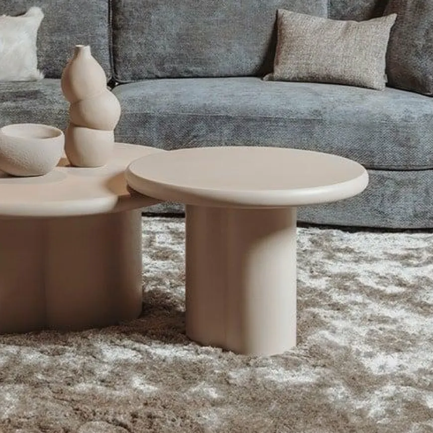 Tower Living Melzo Bijzettafel rond beige 60 cm
