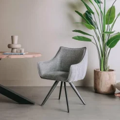 Tower Living Riviera Armstoel - fabric Brego 09 middle grey (draaibaar)