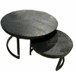 Tower Living Salontafel set van 2 Viola rond 70/55 – zwart