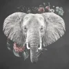 Wandkraft Elephant with Flowers - 74 x 74 cm