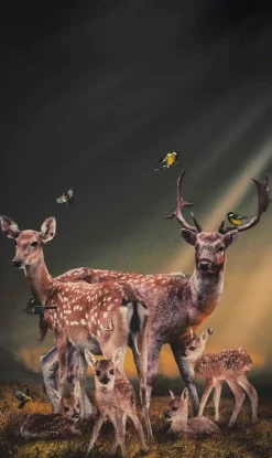 Wandkraft Thee Deer Family