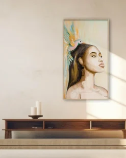 Wandkraft Woman and Hummingbird