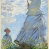 Wandkraft Woman with a Parasol – Madame Monet and Her Son door Claude Monet