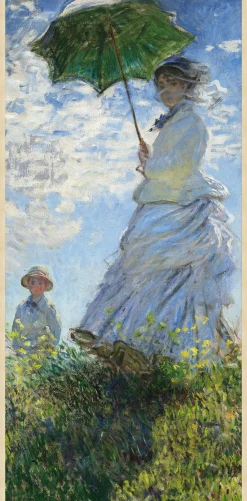 Wandkraft Woman with a Parasol – Madame Monet and Her Son door Claude Monet