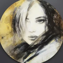 Wandpaneel Mysterious girl velvet Ø 130 cm