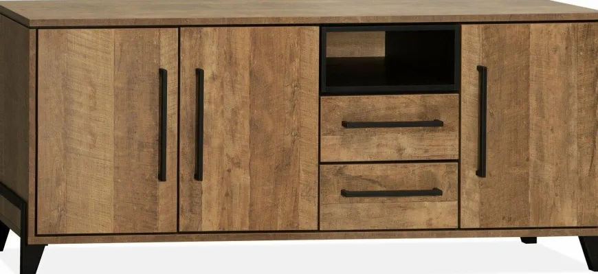 WoonMax Dressoir Maldini Old teak - 3 deuren en 2 lades - 203 cm