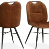 WoonMax Eettafelstoel Austin velvet - hunter, cognac en antraciet