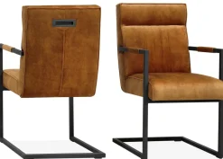 WoonMax Eettafelstoel Duke velvet - Cognac, Antraciet en Groen