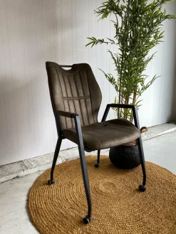 WoonMax Eettafelstoel Olympic - Antraciet, cognac, mosgroen