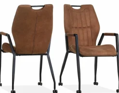 WoonMax Eettafelstoel Olympic - Antraciet, cognac, mosgroen