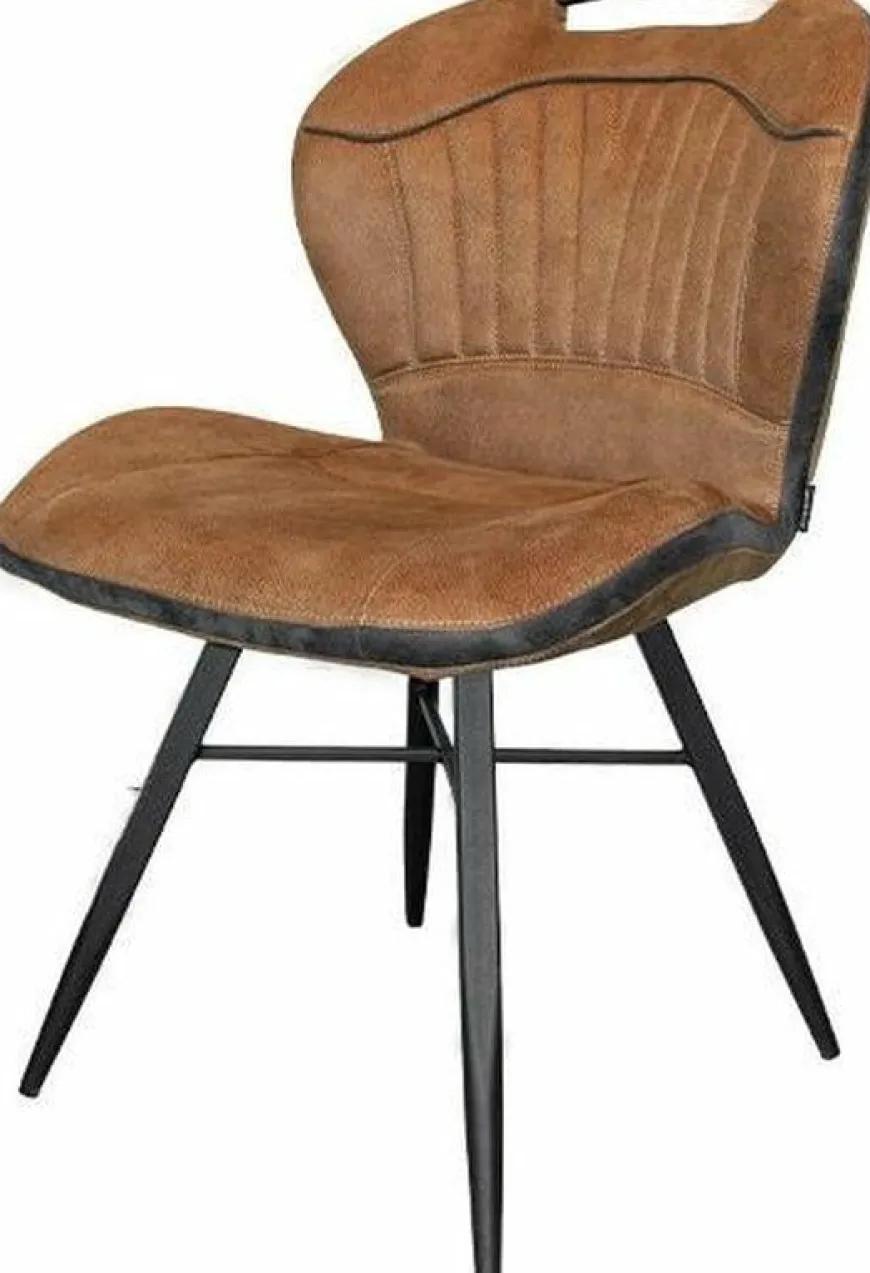 WoonMax Eettafelstoel Splash - cognac, lever, antraciet en mosgroen