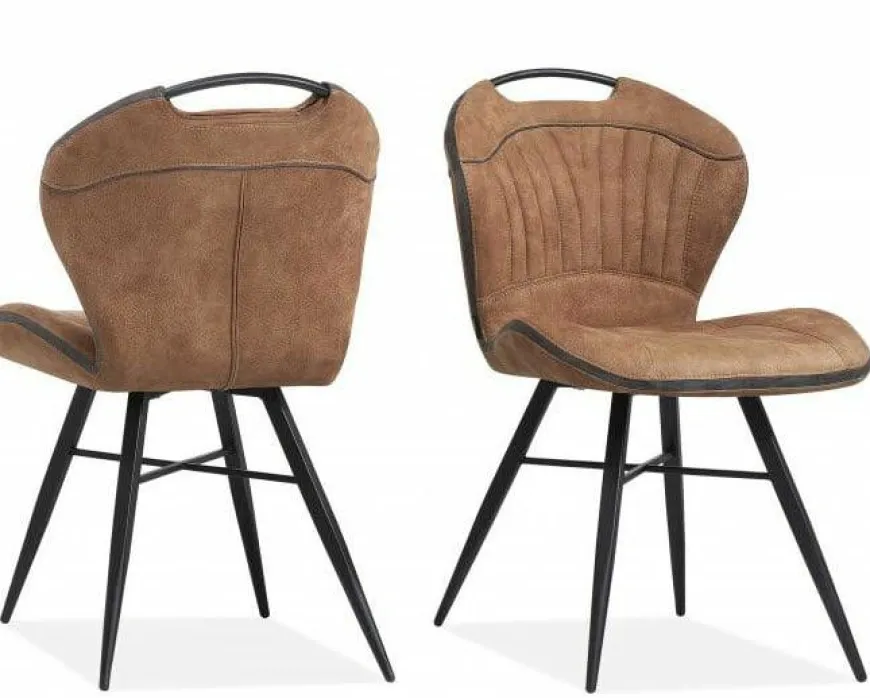 WoonMax Eettafelstoel Splash - cognac, lever, antraciet en mosgroen