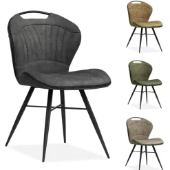 WoonMax Eettafelstoel Splash - cognac, lever, antraciet en mosgroen