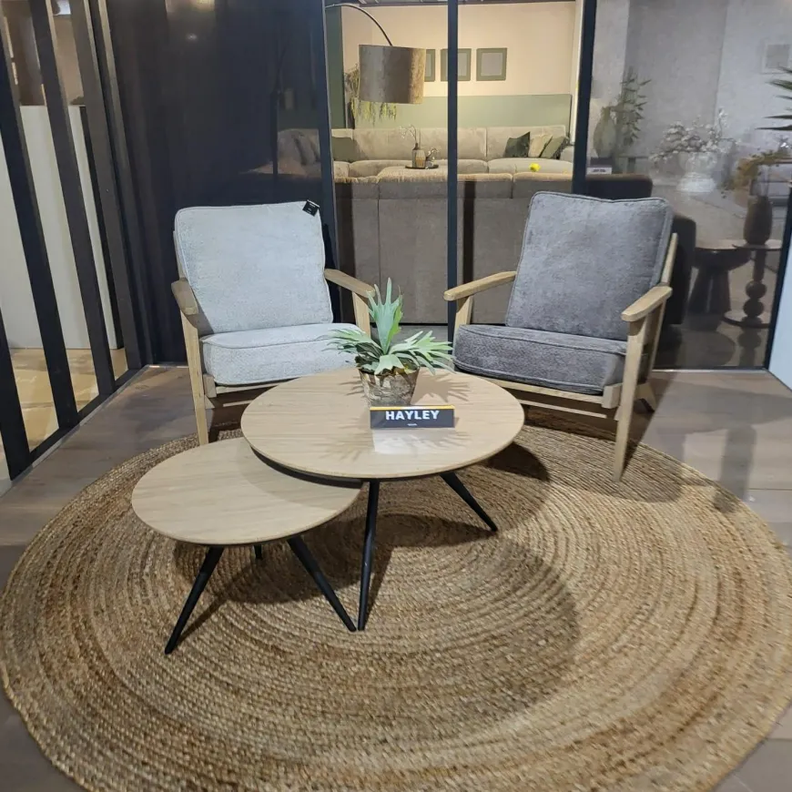 WoonMax Fauteuil Osaka met houten armleuning - naturel