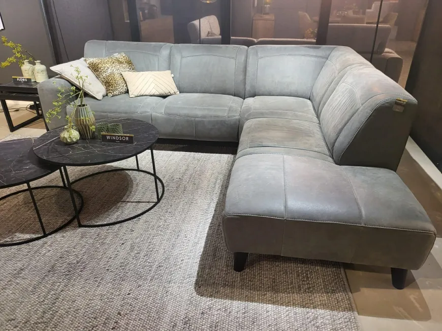WoonMax Hoekbank Nashville A2 2.5 zits met ottomane Cuba Thyme - Showroommodel