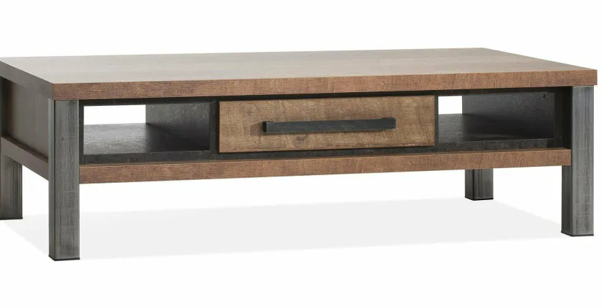 WoonMax Kinga salontafel 1 la/2 open vak Lamulux Old Teak